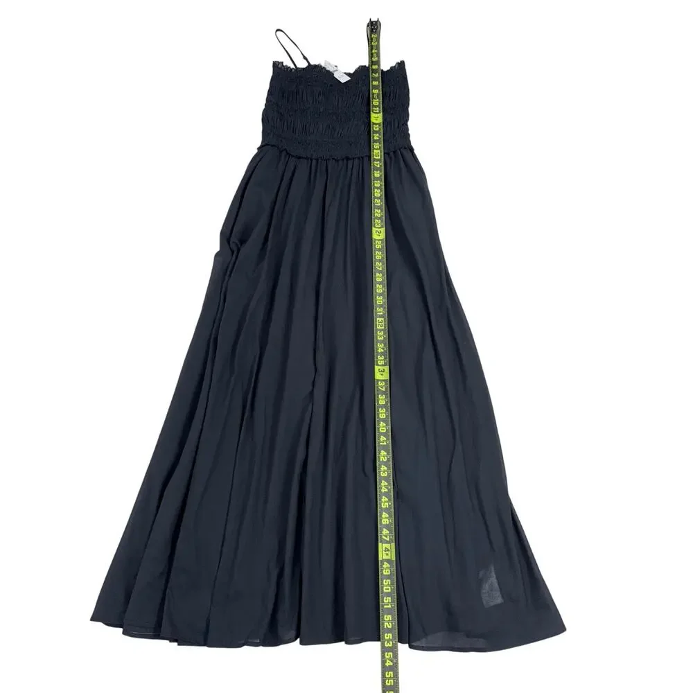 J Crew Women's Smocked Cotton Voile Maxi Dress Medium Black - Picture 16 of 16